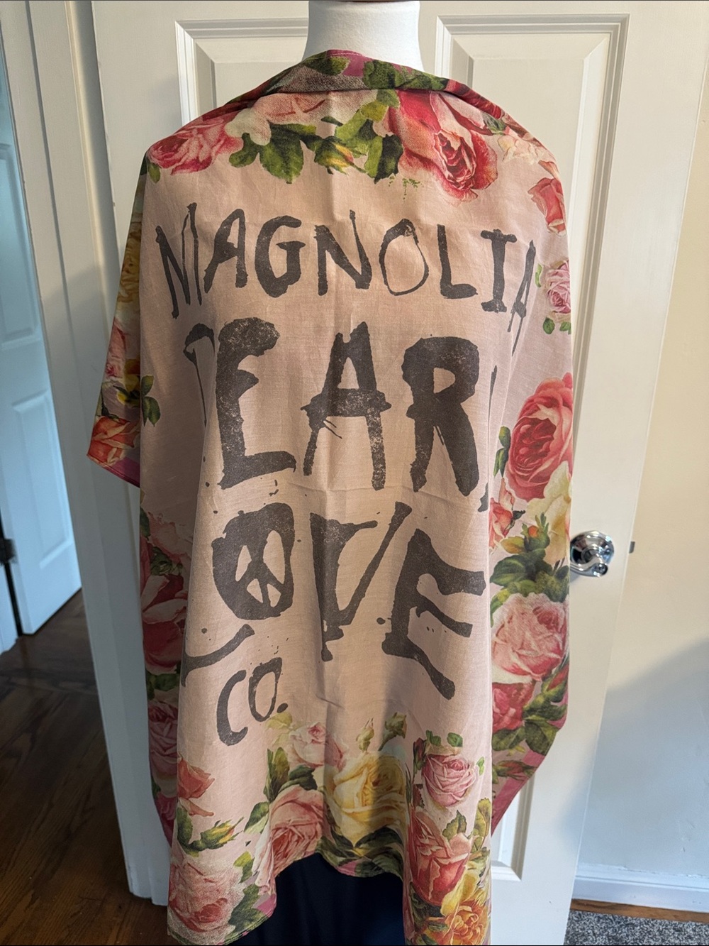 Magnolia Pearl Pink Floral Large Scarf Graphic Back